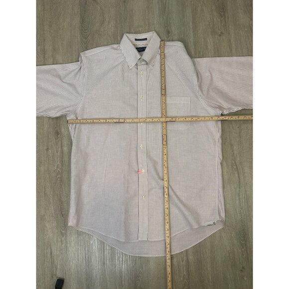 Land's End Dress Shirt Mens Stripe Oxford  Button Up Business Casual‎ Size 16-35 - Picture 2 of 8